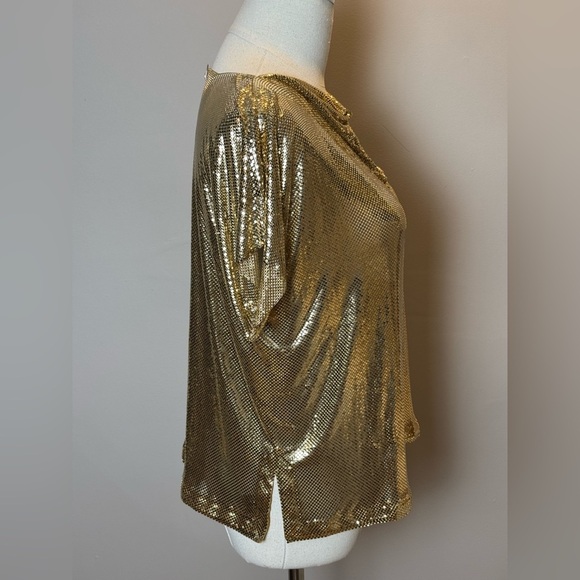 WHITING & DAVIS METAL MESH COWL DRAPE SHIRT - size M - Picture 6 of 8